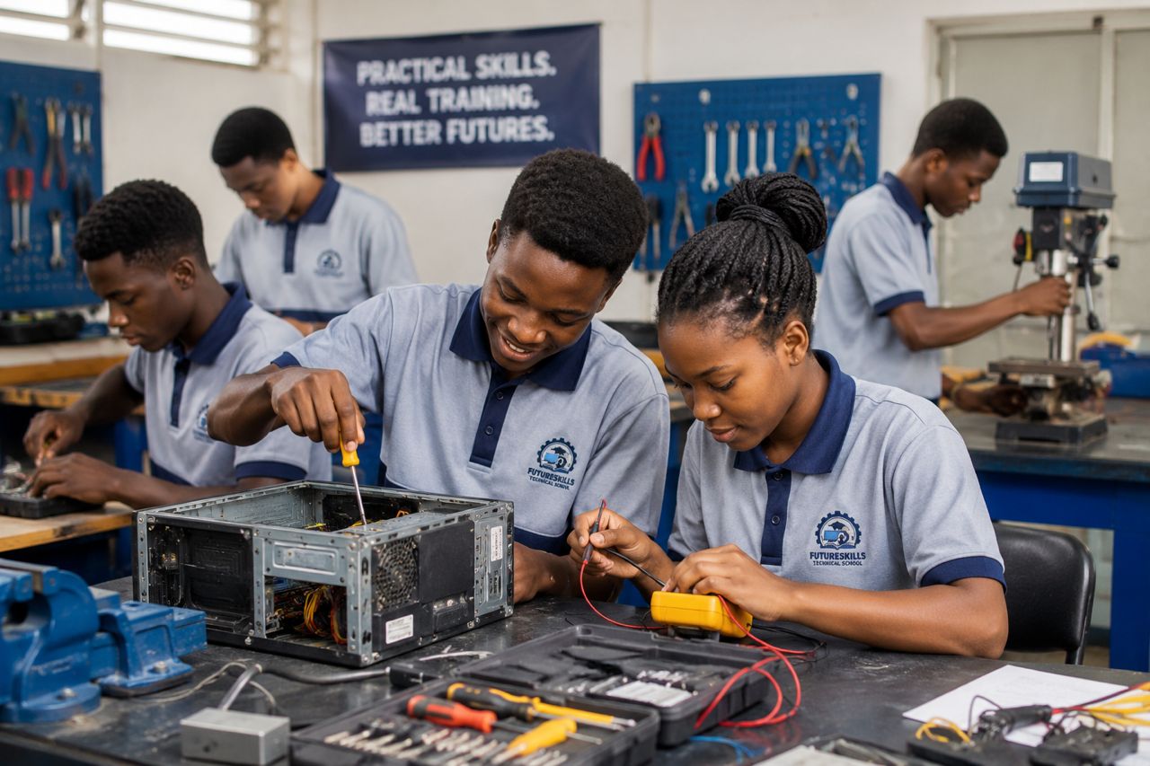FutureSkills students in technical training lab